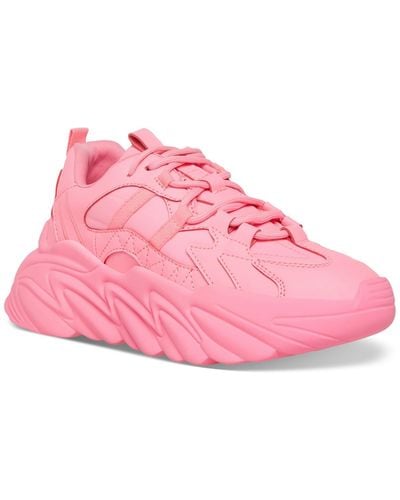 Madden Girl Wave Faux Leather Lace-up Casual And Fashion Sneakers - Pink