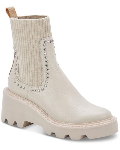 Dolce Vita Hoven Leather Studded Chelsea Boots - Natural