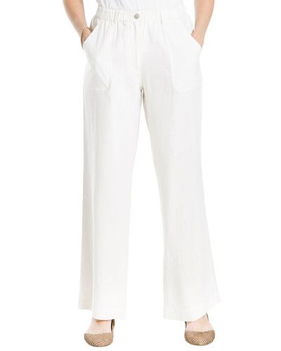 Max Studio Linen-blend Wide Leg Long Pant - White