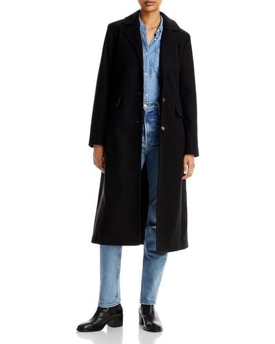 Aqua Collared Dressy Long Coat - Black