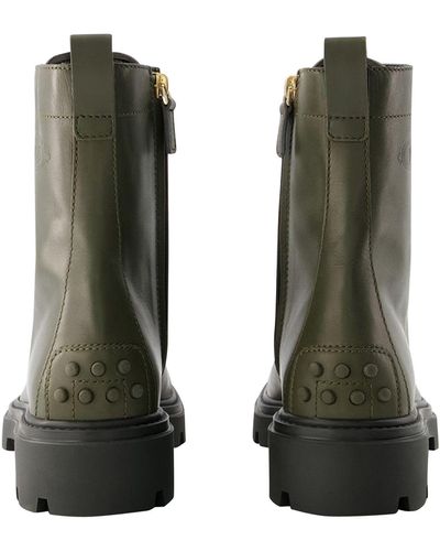 Tod's Gomma Pesante Boots - - Leather - Khaki - Green