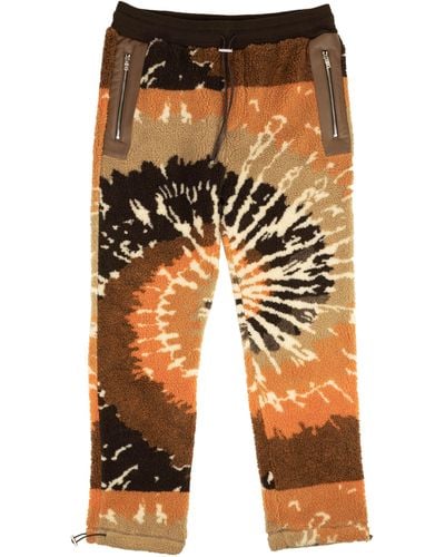 Amiri Orange And Brown Tie Dye Polar Fleece Track Pants - Metallic