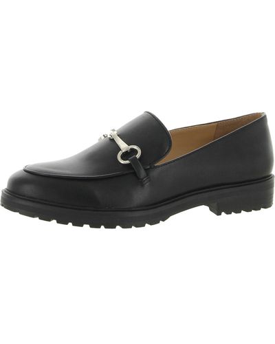 INC Taylyn Faux Leather lugged Sole Loafers - Black