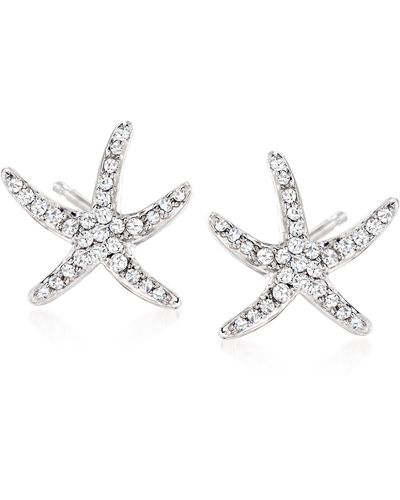 Ross-Simons Diamond Starfish Earrings - Metallic