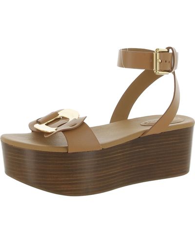 See By Chloé Leather Buckle Platform Sandals - Brown