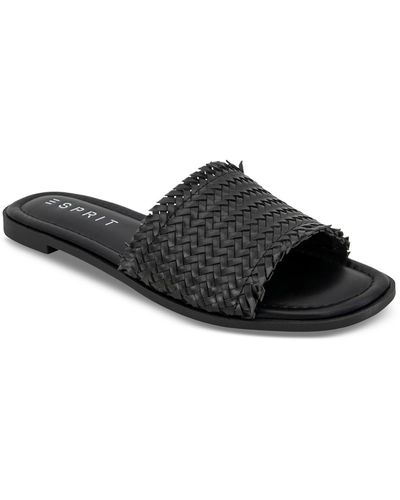 Esprit Summer Woven Open Toe Slide Flatform Sandals - Black