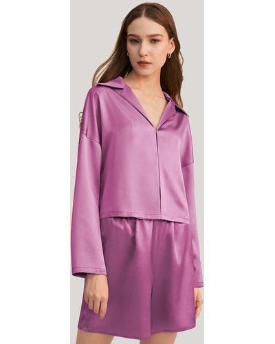 LILYSILK Osmanthus Silk Pullover Pajama Set - Pink