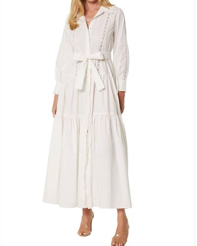 MISA Los Angles Marlena Long Sleeve Poplin Maxi Dress - White