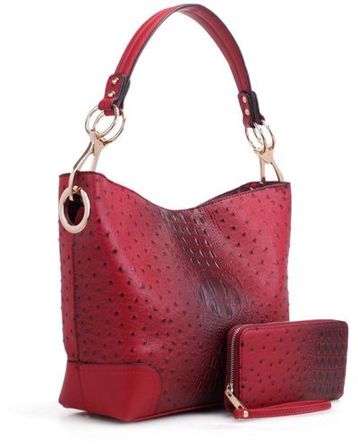 MKF Collection by Mia K Wandy Soft Vegan Leather Hobo & Wallet Set - Red