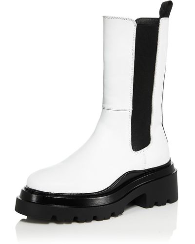 Aqua Jessy Leather Pull On Mid-calf Boots - Black