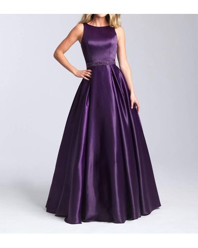 Madison James Sleeveless Satin Dress - Purple