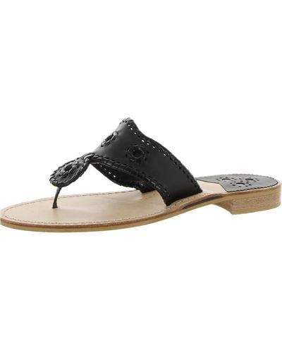 Jack Rogers Leather Slip On Slide Sandals - Black