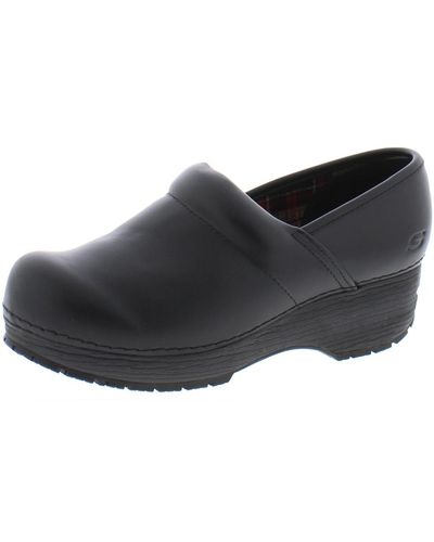 Skechers Candaba Leather Slip Resistant Clogs - Black