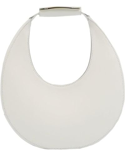 STAUD Moon Shape Tote Leather Bag Paper Os - White