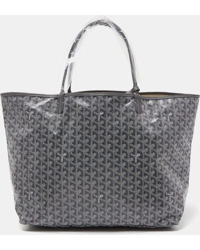 Goyard Ine Coated Canvas And Leather Saint Louis Gm Tote - Gray