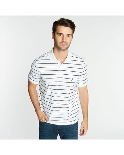 Nautica Classic Fit Striped Deck Polo - White