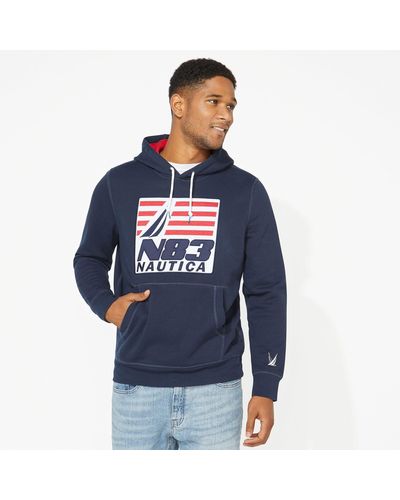 Nautica Big & Tall N83 Graphic Pullover Hoodie - Blue