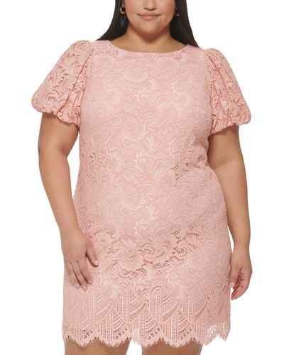 Jessica Howard Plus Lace Mini Cocktail And Party Dress - Pink