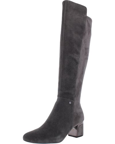 DKNY Cora Leather Block Heel Over-the-knee Boots - Black