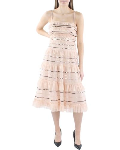 BCBGMAXAZRIA Metallic Tiered Cocktail And Party Dress - Pink
