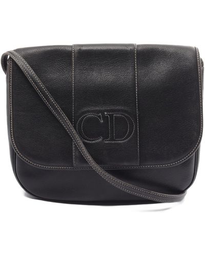 Dior Shoulder Bag Leather Cd Logo - Black
