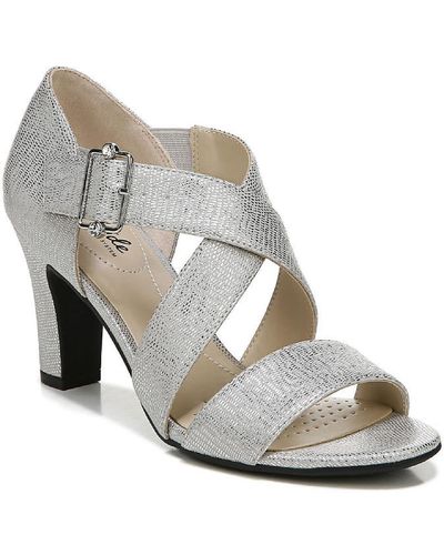 LifeStride Carlyle Cushioned Footbed Open Toe Heels - Metallic