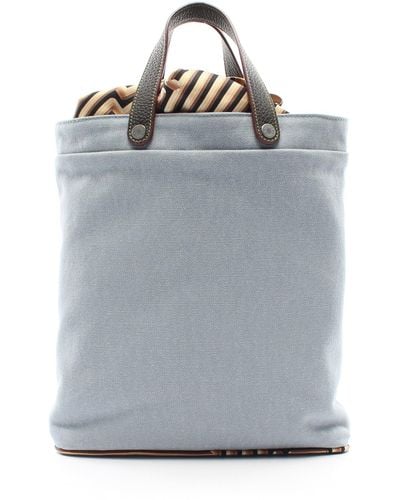 Hermès Petite Ash Handbag Tote Bag Canvas Leather Silk Light Multicolor Silver Hardware - Gray