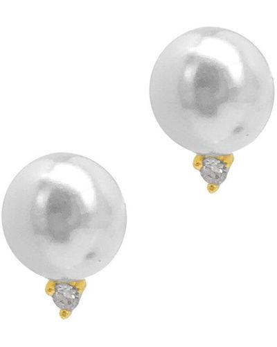Adornia Pearl And Crystal Earrings Gold - White