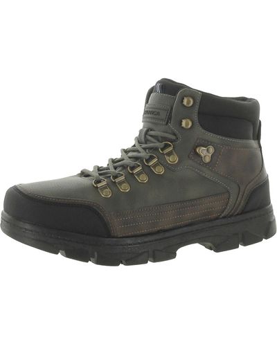Nautica Kolby Faux Leather Hiking Boots - Black