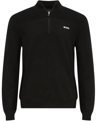 BOSS Momentum X Dry Flex Half Zip Pullover Sweater Solid - Black