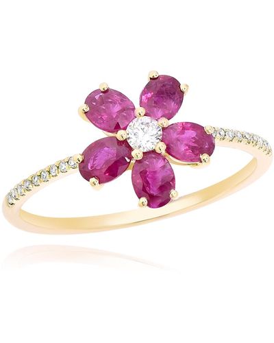 Diana M. Jewels 14ktring Gold D0.09scd 0.06rb 1.05 1.62 Gm22st - Pink