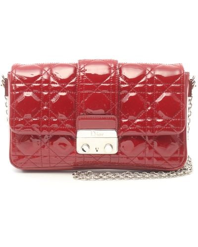 Dior Canage Chain Shoulder Bag Patent Leather - Red