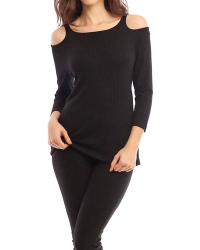 French Kyss Leah Open Shoulder Top - Black