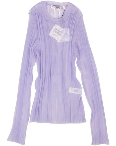 Opening Ceremony Lilac Polyester Sheer Rib Long Sleeve Top - Purple