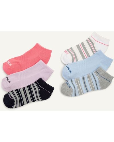 Nautica Striped Lowcut Socks - Pink