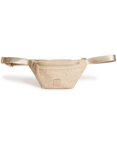 Guess Factory Faux-leather Logo Fanny Pack - Natural