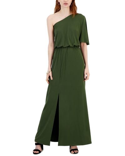INC Asymmetric Polyester Maxi Dress - Green