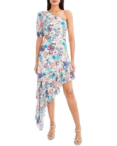 BCBGMAXAZRIA Floral Cut-out Cocktail And Party Dress - Blue