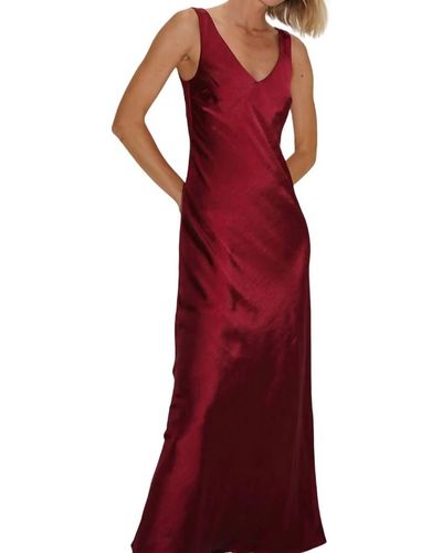 LNA Silky V-neck Dress - Red