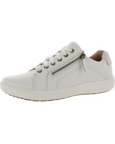 Clarks Leather Lace Up Casual And Fashion Sneakers - White
