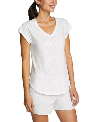 Eddie Bauer Tryout Short-sleeve V-neck T-shirt - Print - White