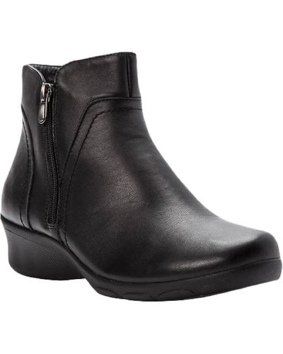 Propet Waverly Leather Double Zipper Booties - Black