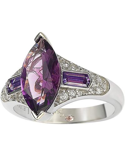Suzy Levian Sterling Silver Marquise Cubic Zirconia Ring - Purple