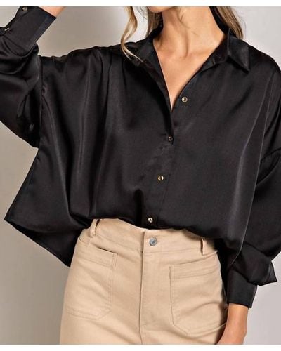 Eesome Willow Satin Blouse - Black