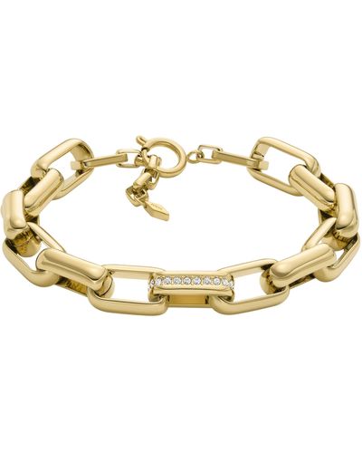 Fossil Archival Glitz -tone Brass Chain Bracelet - Metallic