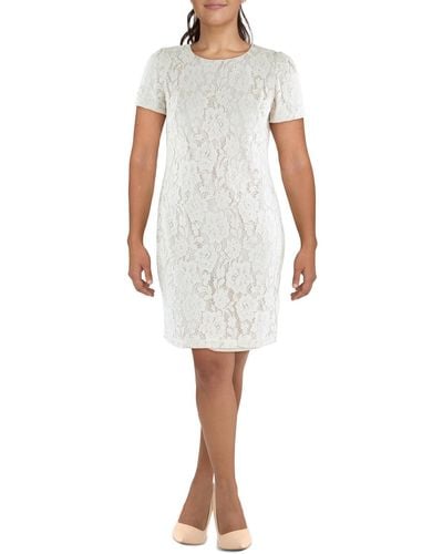 Lauren by Ralph Lauren Lace Knee-length Cocktail And Party Dress - White