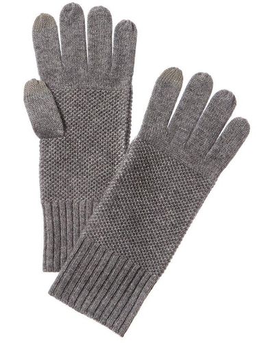 Forte Luxe Textured Cashmere Gloves - Gray