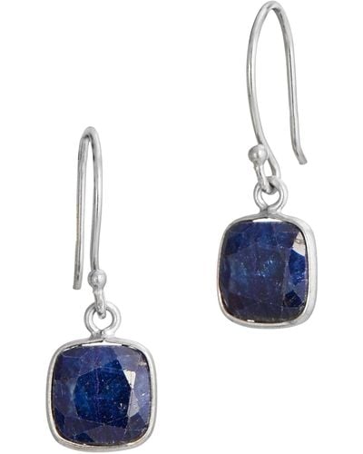 Savvy Cie Jewels Sterling Silver Sapphire 3.80 Carat French Wire Earrings - Blue