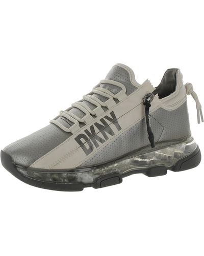 DKNY Tokyo Faux Leather Workout Running & Training Shoes - Gray