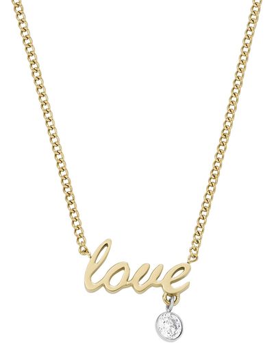 Fossil Sadie Love Notes Two-tone Stainless Steel Station Necklace - Metallic